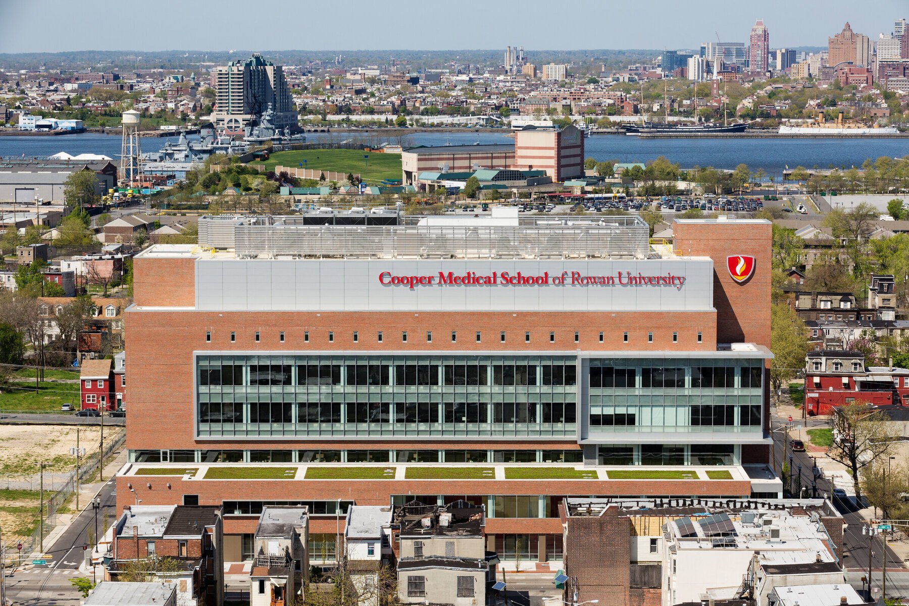 An aerial view of the CMSRU Medical Education Building in Camden, NJ. 