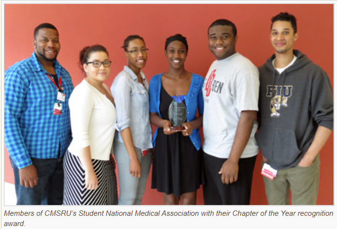 Members of CMSRU’s Student National Medical Association with their Chapter of the Year recognition award.