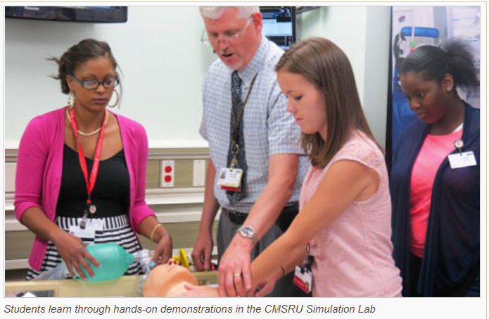 Students learn through hands-on demonstrations in the CMSRU Simulation Lab.