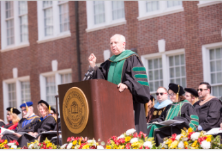 Dr. Darrell Kirch, president and CEO of the AAMC, delivers the commencement address to CMSRU's Class of 2018.