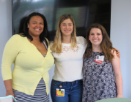 Cooper Medical School of Rowan University M2 students Adamma Spearman, Olivia Nicolais and Lauren Finch recently helped unveil two new maternity gliders at the Jaffe Family Women’s Care Center and the Cooper Pediatric Practice thanks to the kind support of Townsend Press.