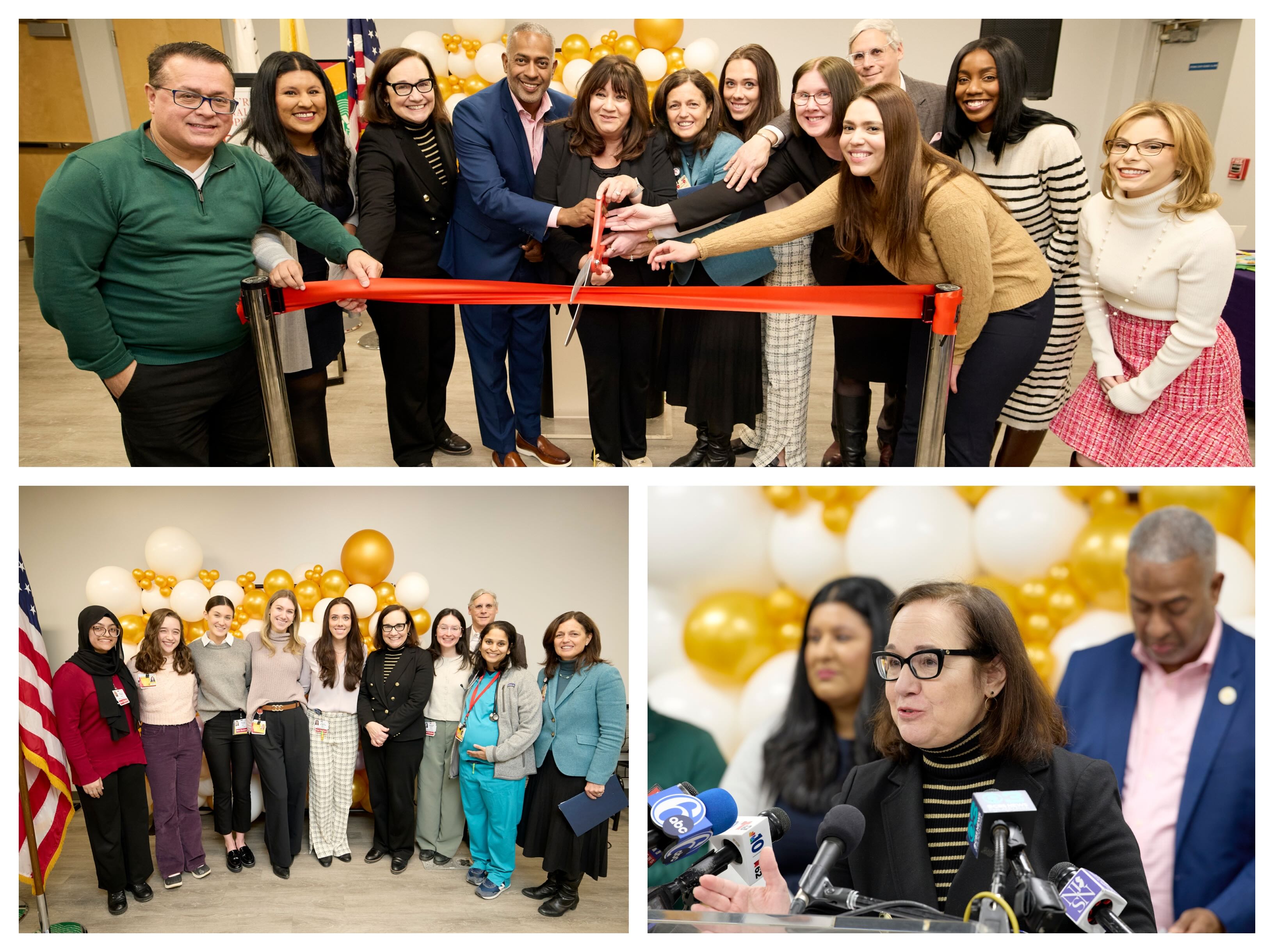 An image of the ribbon cutting ceremony at the Baby Cafe opening.