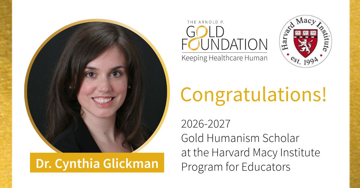 A banner of the Gold Foundation and Cynthia Glickman, MD