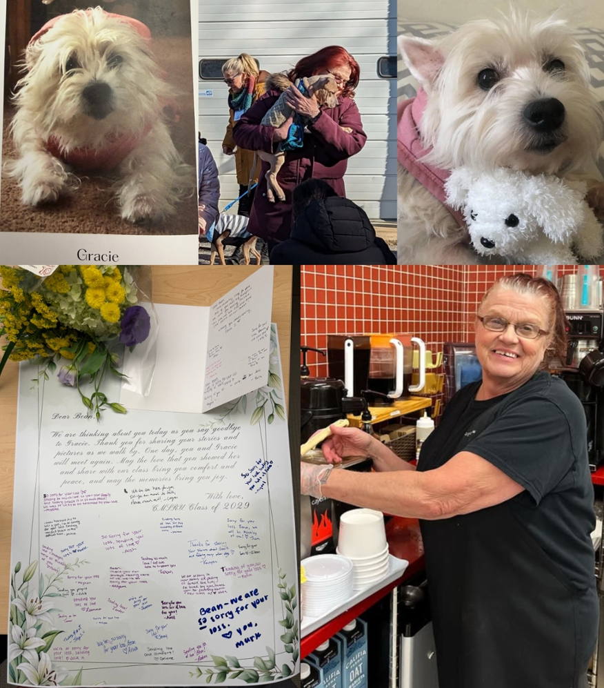A collage of Jeannine Smith and her dog, Gracie