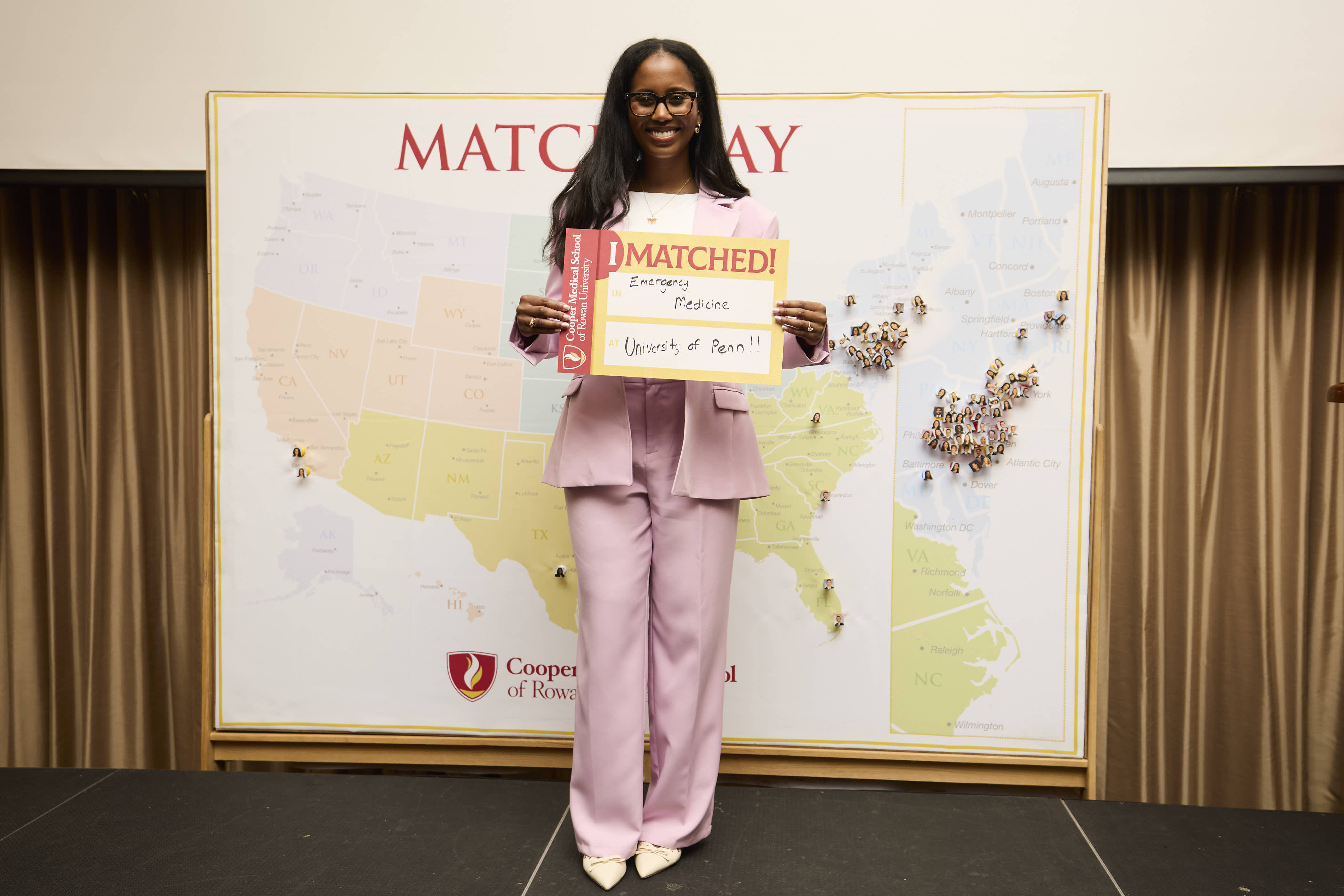 A student announcing their residency on Match Day 2026