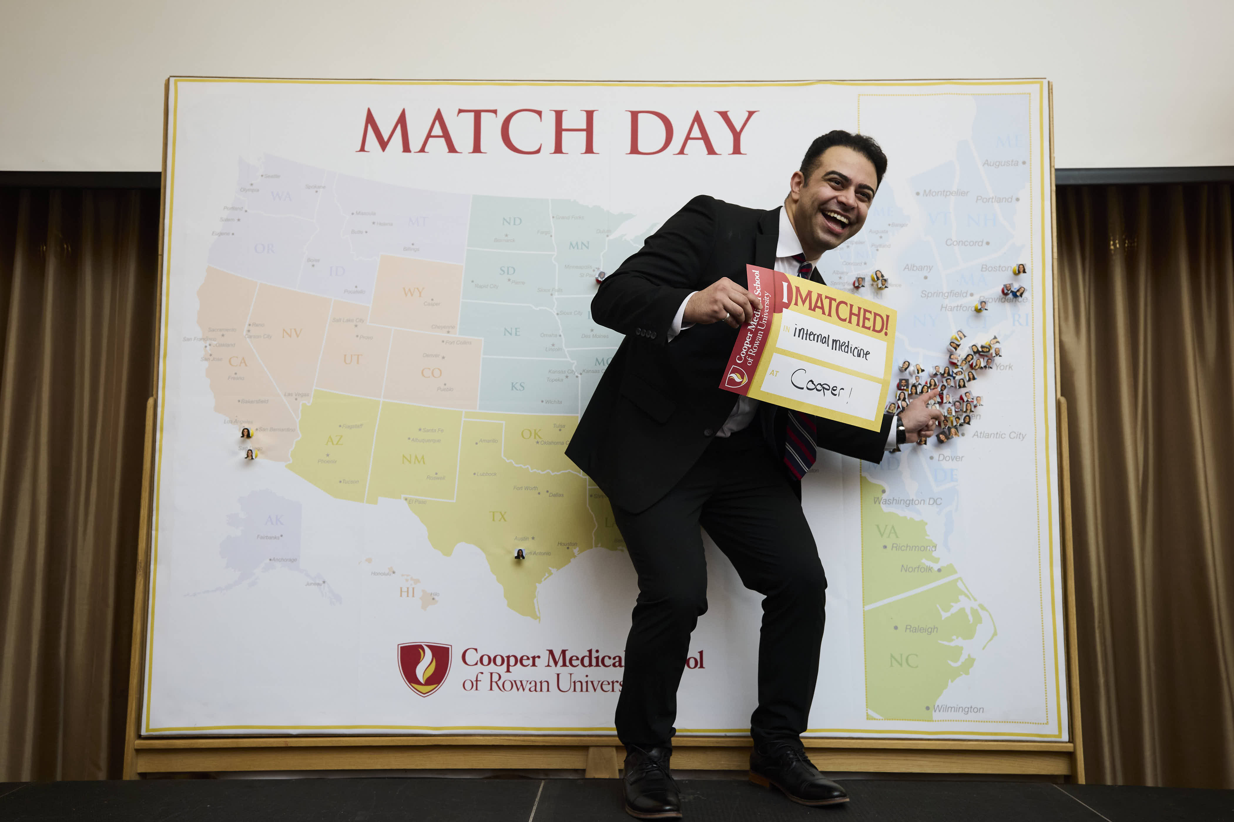 A student announcing their residency on Match Day 2026