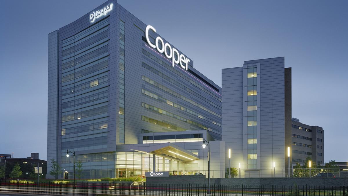 This image showcases the exterior view of Cooper University Hospital.