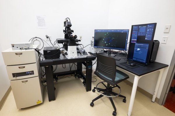 An image featuring the Nikon Inverted Confocal Microscope at CMSRU.