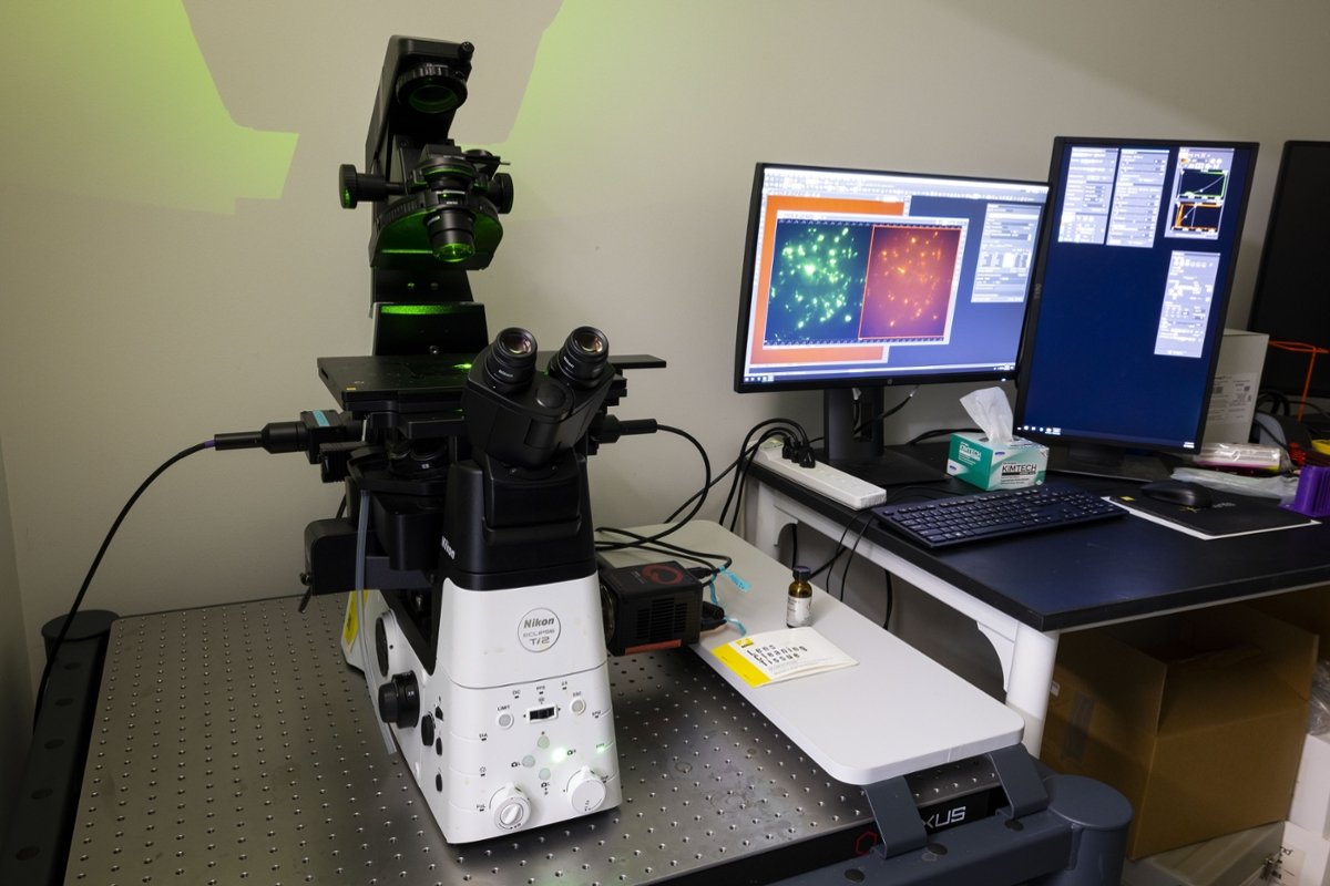 An image featuring the Nikon Widefield Live Cell Imaging Rig at CMSRU.